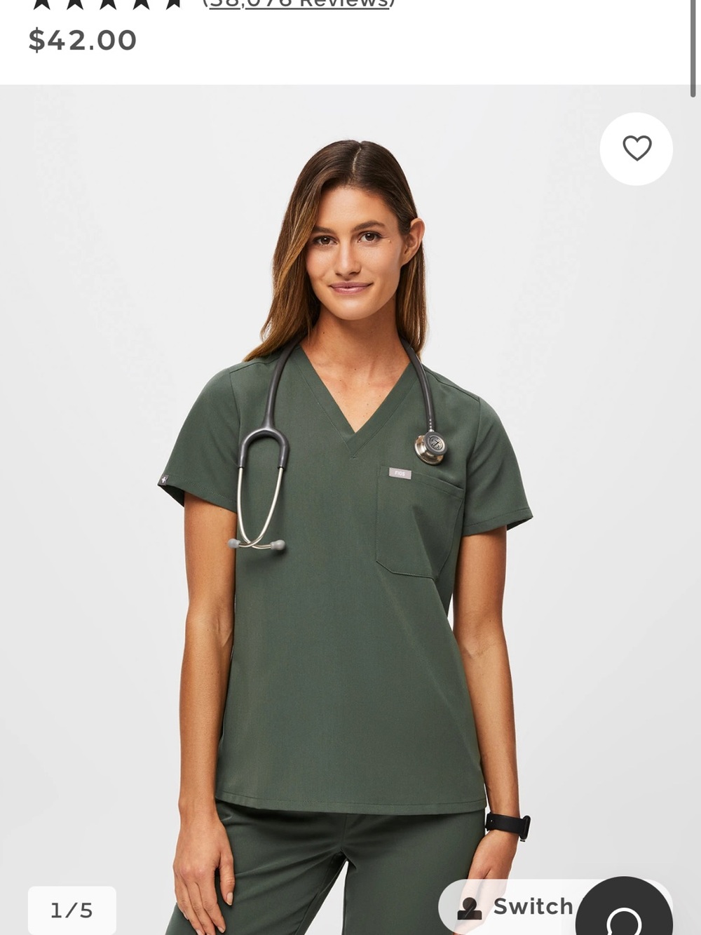 Women’s V-Neck Figs Catarina Top in Moss